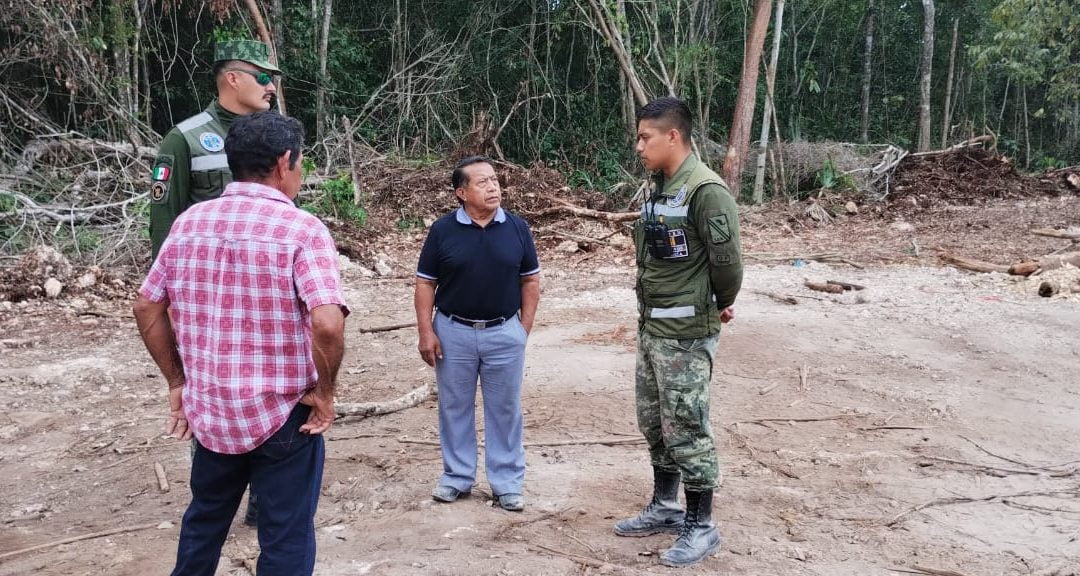 Comitiva del Ejido Aarón Merino supervisa avances del Tren Maya en su territorio